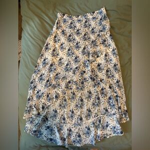Mi Ami Blue and White Floral High Low Skirt